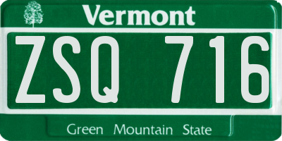 VT license plate ZSQ716