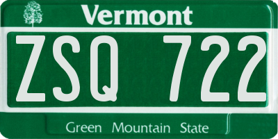 VT license plate ZSQ722
