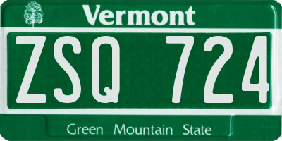 VT license plate ZSQ724