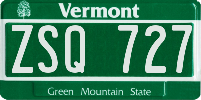 VT license plate ZSQ727