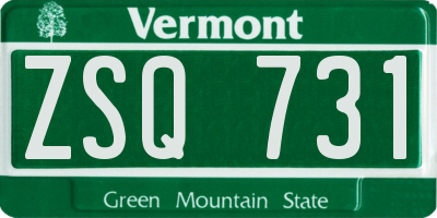 VT license plate ZSQ731