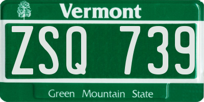 VT license plate ZSQ739