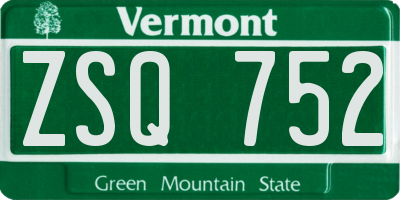 VT license plate ZSQ752