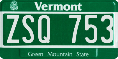 VT license plate ZSQ753