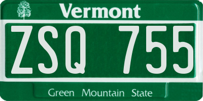 VT license plate ZSQ755