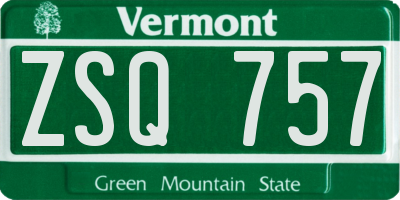 VT license plate ZSQ757