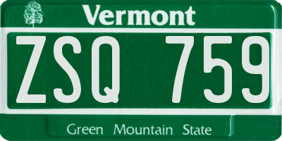 VT license plate ZSQ759