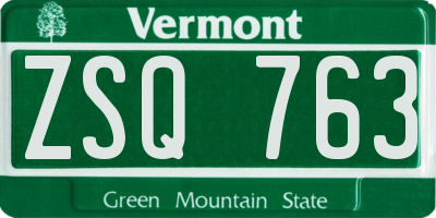 VT license plate ZSQ763