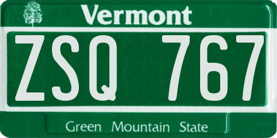 VT license plate ZSQ767