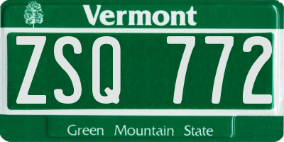 VT license plate ZSQ772
