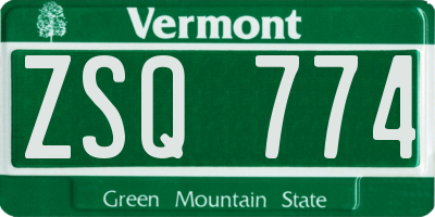 VT license plate ZSQ774
