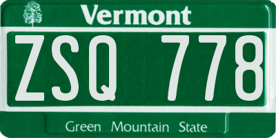 VT license plate ZSQ778