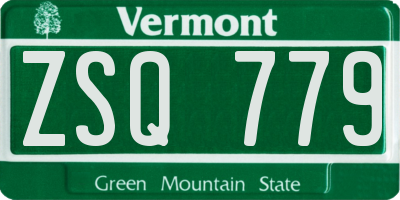 VT license plate ZSQ779