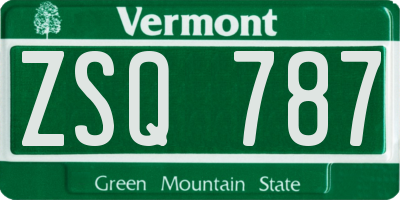 VT license plate ZSQ787