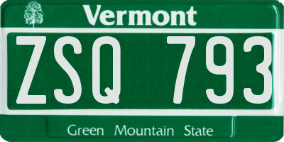 VT license plate ZSQ793