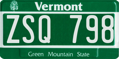 VT license plate ZSQ798