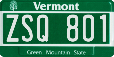 VT license plate ZSQ801