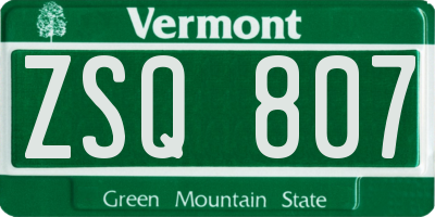 VT license plate ZSQ807