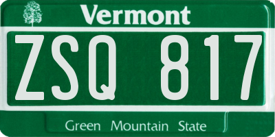 VT license plate ZSQ817