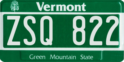VT license plate ZSQ822