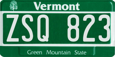 VT license plate ZSQ823