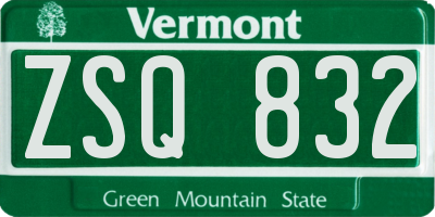 VT license plate ZSQ832