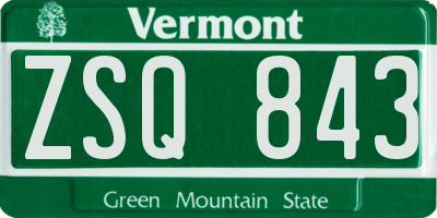 VT license plate ZSQ843