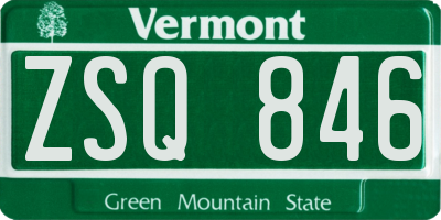 VT license plate ZSQ846