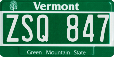 VT license plate ZSQ847