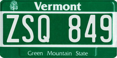 VT license plate ZSQ849