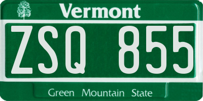 VT license plate ZSQ855