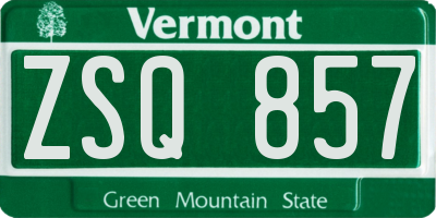 VT license plate ZSQ857