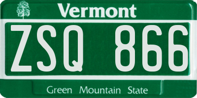 VT license plate ZSQ866