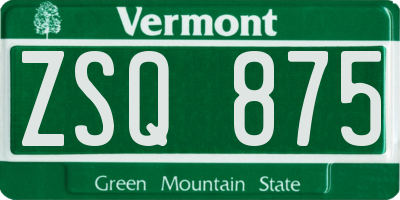 VT license plate ZSQ875