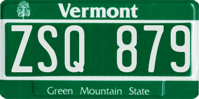 VT license plate ZSQ879