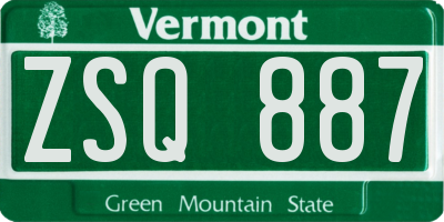 VT license plate ZSQ887