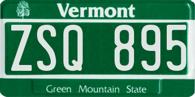 VT license plate ZSQ895