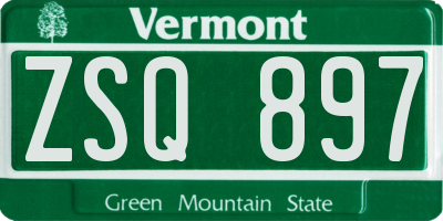 VT license plate ZSQ897