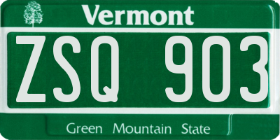 VT license plate ZSQ903