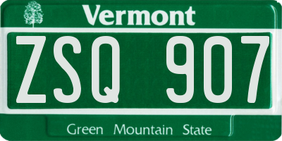 VT license plate ZSQ907