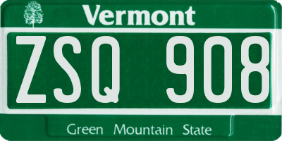 VT license plate ZSQ908