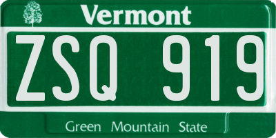 VT license plate ZSQ919