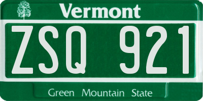 VT license plate ZSQ921