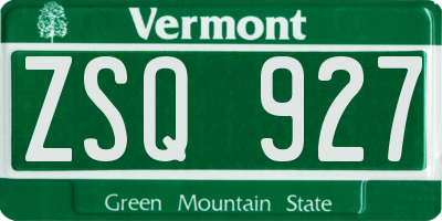 VT license plate ZSQ927