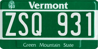 VT license plate ZSQ931