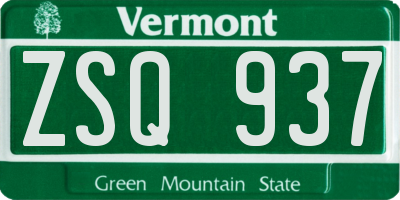 VT license plate ZSQ937