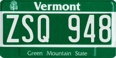 VT license plate ZSQ948