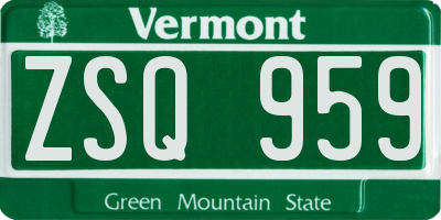 VT license plate ZSQ959