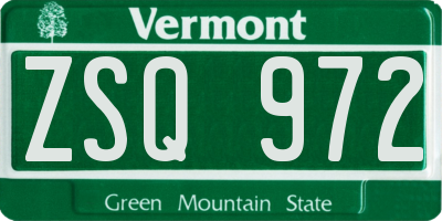 VT license plate ZSQ972
