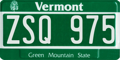 VT license plate ZSQ975